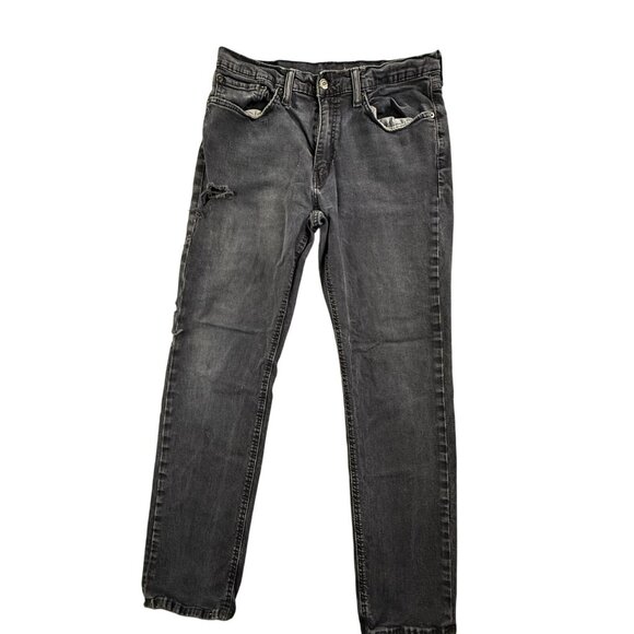 Levis 541 Jeans Mens 34x32 Black Gray Denim Athletic Fit Tapered Leg Distressed - Picture 2 of 16